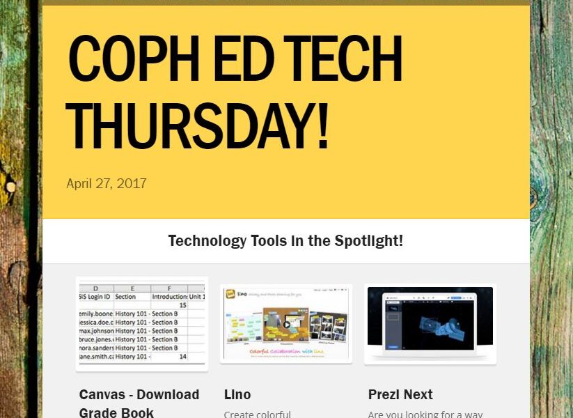 coph ed tech thursday newsletter snippit