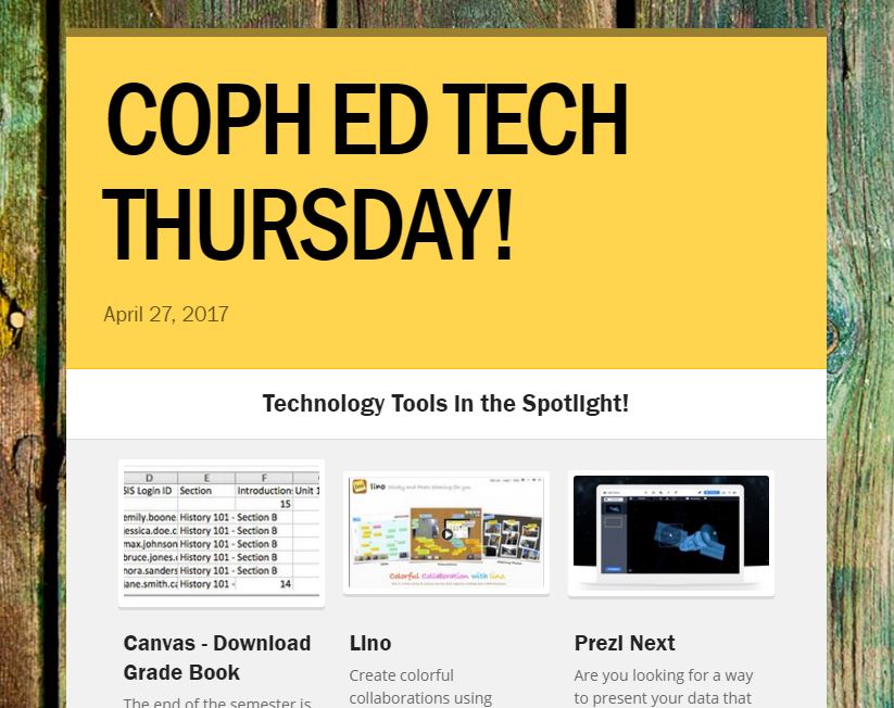 coph ed tech thursday newsletter snippit