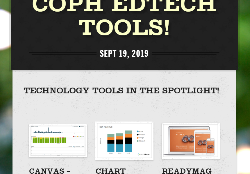 Screenshot of the COPH ED TECH NEWSLETTER