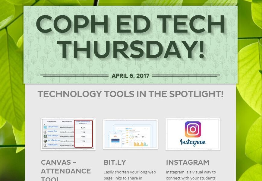 COPH ED Tech Thursday Newsletter