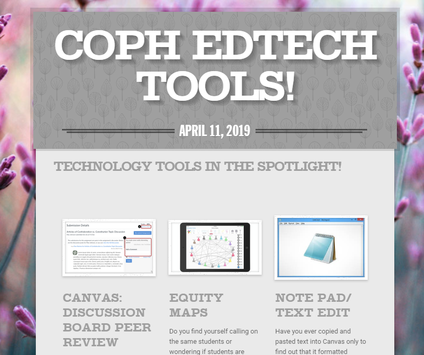 COPH ED Tech Image of newsletter