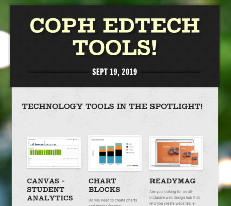 Screenshot of the COPH ED TECH NEWSLETTER